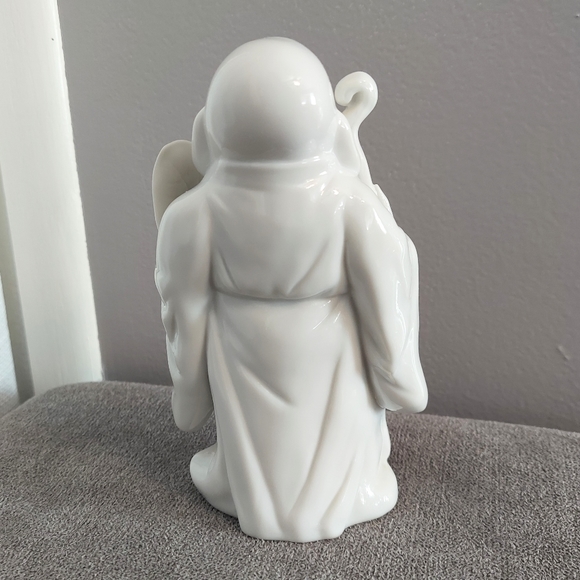 Traveling Buddha Figurine Statue Leaf Staff White Spiritual 6" Ceramic - Picture 4 of 8